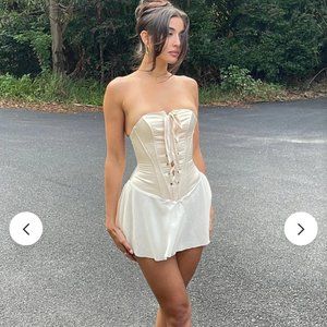 Strapless Lace up Corset Mini Dress- Size medium